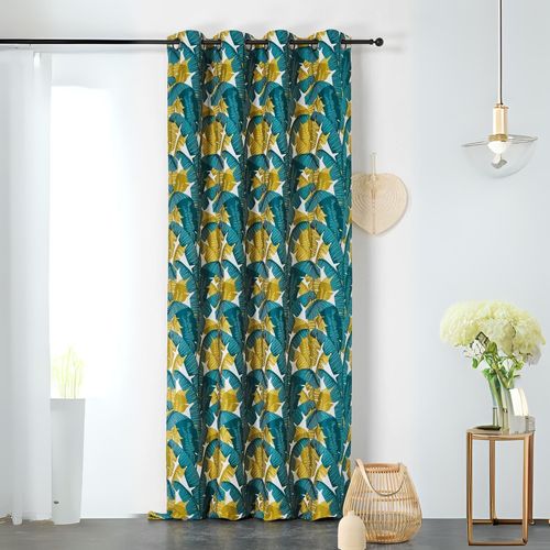 Rideau Imprimé Bananier - 140x240 Cm - Vert Emeraude