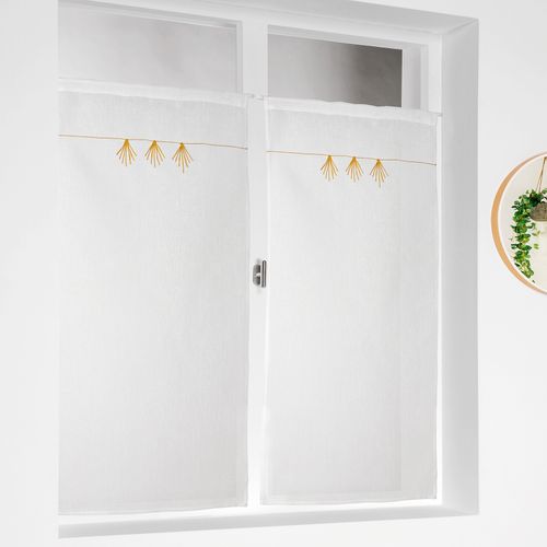 Paire De Petits Voilages Au Style Géométrique - 46x60 Cm - Jaune Moutarde