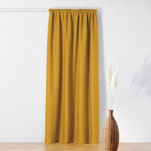 Rideau Thermique à Galon Fronceur - Effet Bouclette - 140x260 Cm - Jaune Moutarde