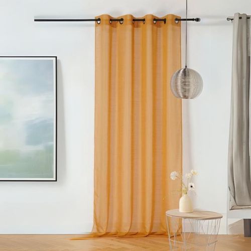Voilage En Étamine Givrée - 145x240 Cm - Jaune Soleil