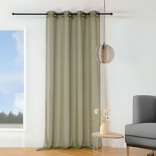 Voilage En Étamine Givrée - 145x240 Cm - Vert Foncé