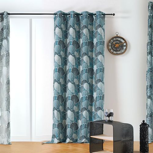 Rideau Imprimé Feuilles De Ginko - 135x240 Cm - Bleu