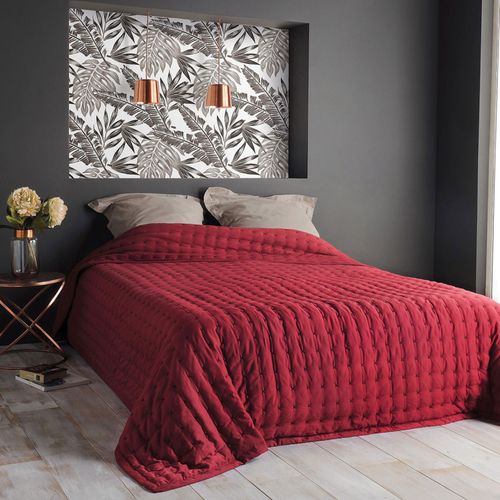 Jeté De Lit Matelassé Et Uni - 230x250 Cm - Rouge