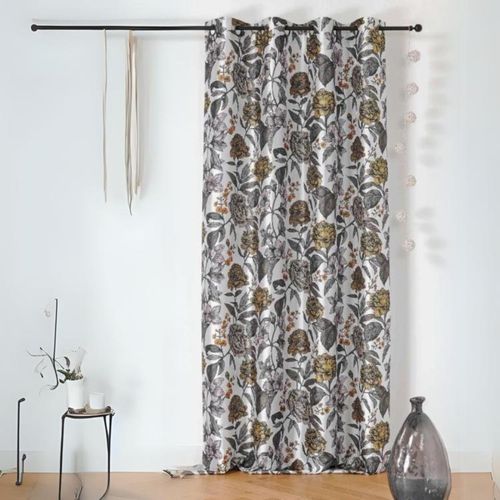 Voilage Opaque Et Fleuri - 150x240 Cm - Jaune