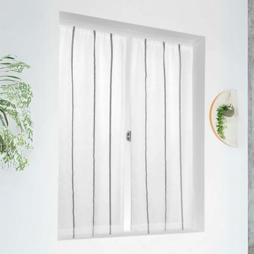 Paire De Voilages Droits à Rayures - 60x160 Cm - Blanc Cassé