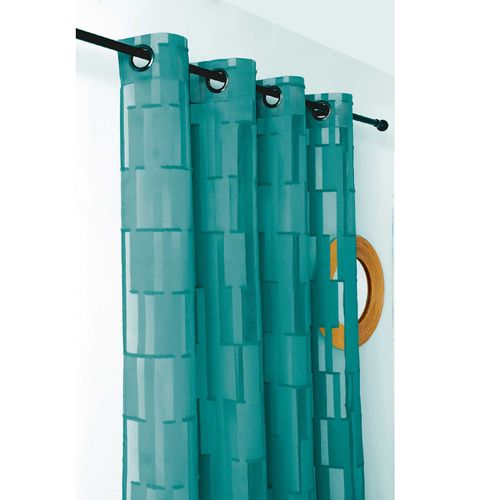 Voilage Tamisant Transparent Et Graphique - 140x280 Cm - Vert