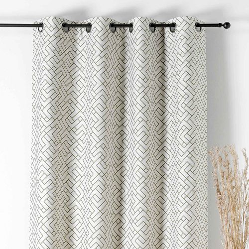 Rideau Thermique Imprimé Graphique - 140x240 Cm - Vert Olive