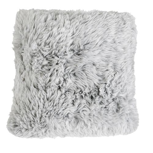Coussin Imitation Fourrure Doux - 45x45 Cm - Gris
