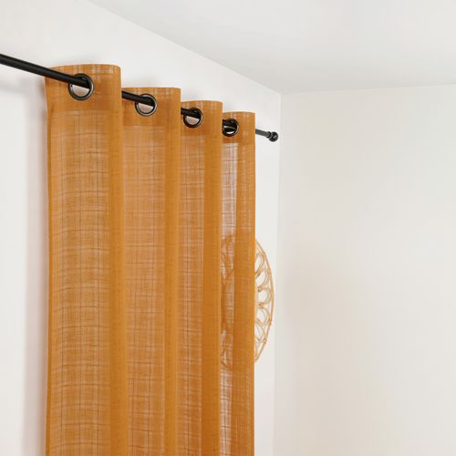 Voilage à Oeillets Motifs Carreaux Alsaciens - 145x260 Cm - Orange Foncé