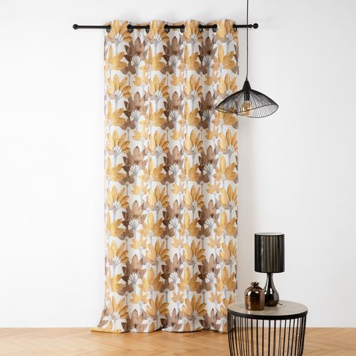 Rideau à Oeillets Jacquard Motif Végétal - 145x240 Cm - Jaune