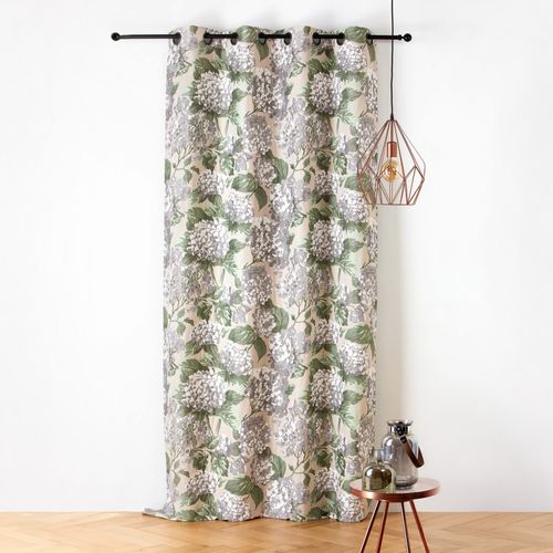 Rideau Jacquard à Motif Hortensia - 140x240 Cm - Beige