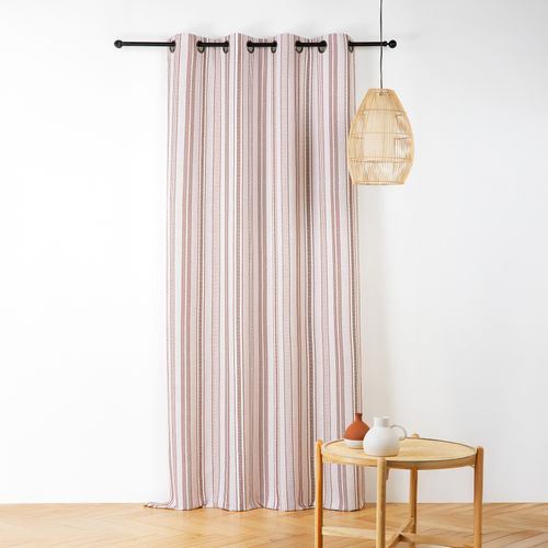 Rideau Extérieur Déperlant Rayé - 140x265 Cm - Orange Corail