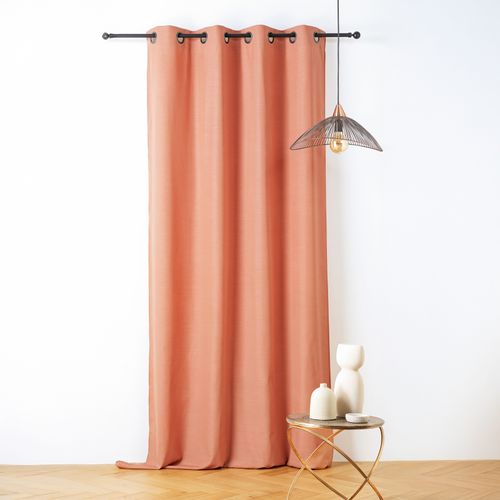 Voilage En Polylin - Effet Naturel à Oeillets - 135x240 Cm - Orange