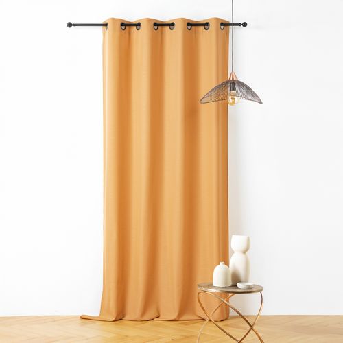 Voilage En Polylin - Effet Naturel à Oeillets - 135x240 Cm - Jaune