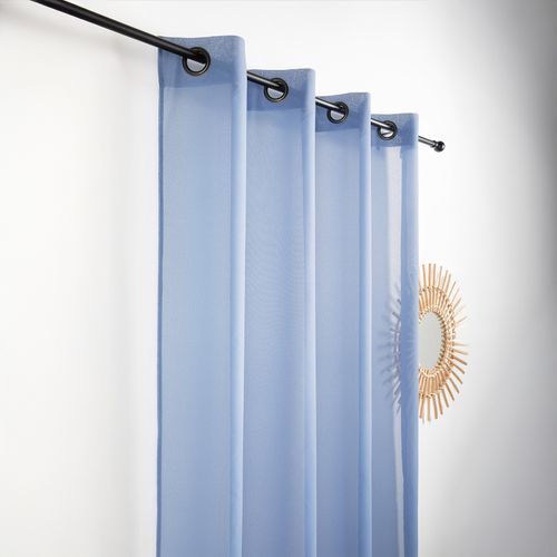 Voilage - Effet Naturel Avec Fils En Relief - 145x240 Cm - Bleu