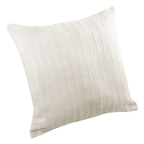 Coussin Lin Et Coton Rayures Tuftées - 50x50 Cm - Blanc
