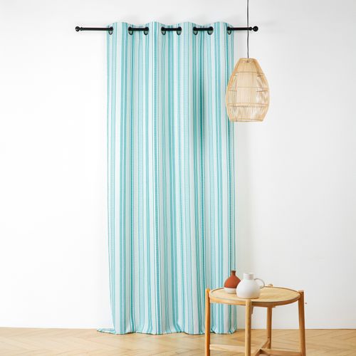 Rideau Extérieur Déperlant Rayé - 140x265 Cm - Turquoise