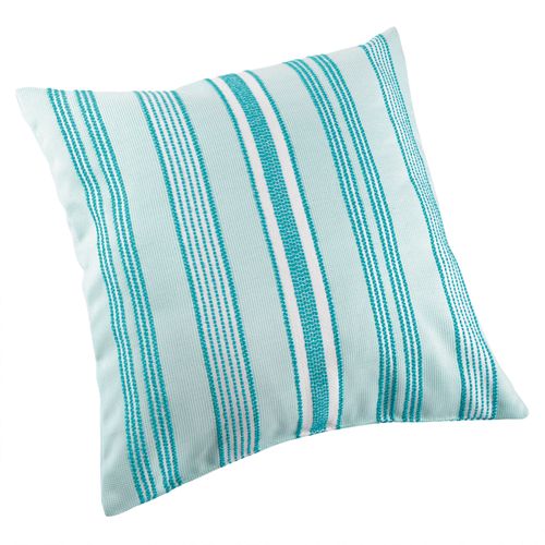 Coussin Extérieur Déperlant Rayé - 50x50 Cm - Turquoise