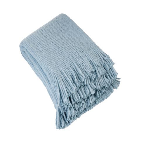 Plaid Maille - Effet Laine Tricotée - 130x160 Cm - Bleu