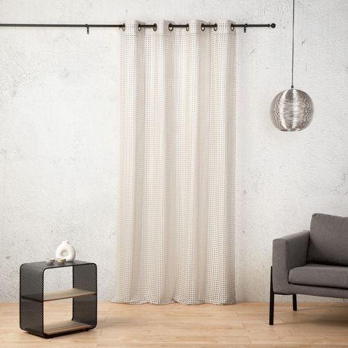 Voilage Maille Ajourée à Oeillets - 140x260 Cm - Blanc Cassé