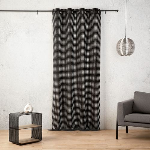 Voilage Maille Ajourée à Oeillets - 140x260 Cm - Noir
