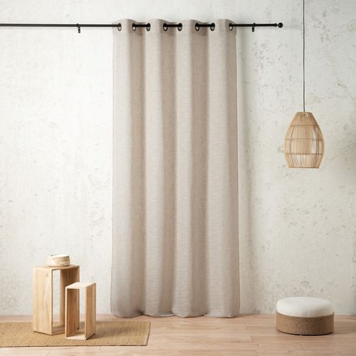 Voilage Poly-lin à Relief Flammé Avec Oeillets - 145x240 Cm - Naturel