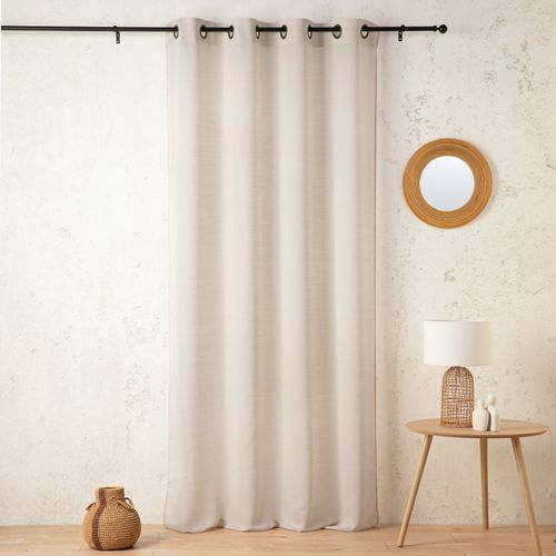 Voilage Uni En Laine Avec Oeillets - 140x240 Cm - Crème