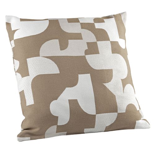 Coussin Jacquard Géométrique Texturé Rétro - 45x45 Cm - Taupe