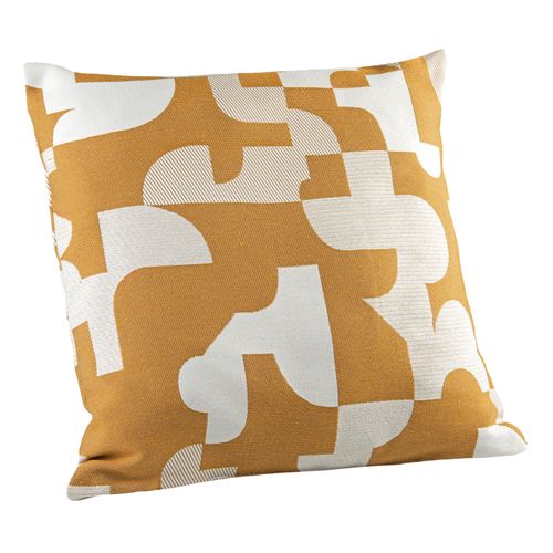 Coussin Jacquard Géométrique Texturé Rétro - 45x45 Cm - Jaune Moutarde