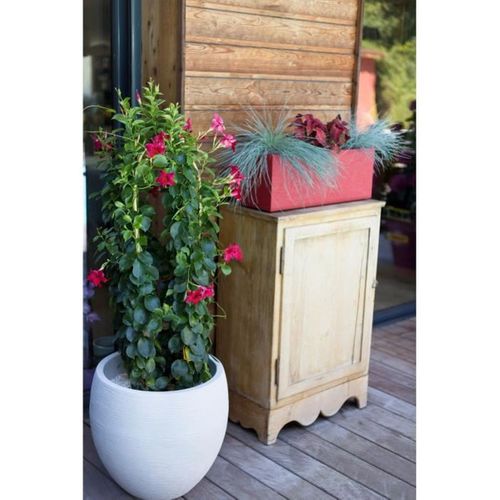 Pot De Fleurs Rond Egg Ø 50cm - Graphit - 46 L - Ø 50 X H. 45 Cm - Blanc Cérusé