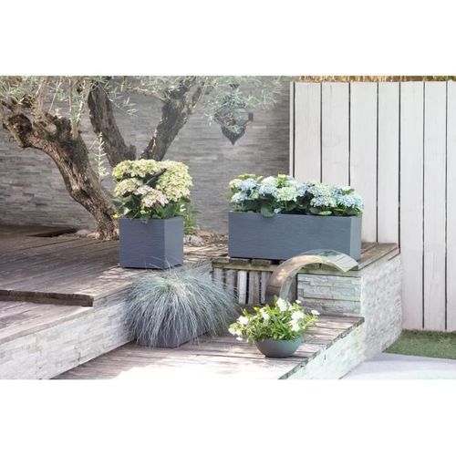 Bac à Fleurs Carré Graphit Up - 21 L - 29,5 X 29,5 X 29,5 Cm - Gris Anthracite