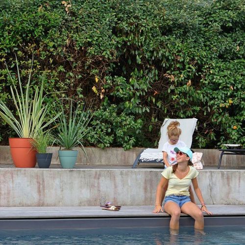 Pot De Fleur Rond - Osaka - D. 50 Cm - 56,8 L - Intérieur/extérieur - Orange Terre