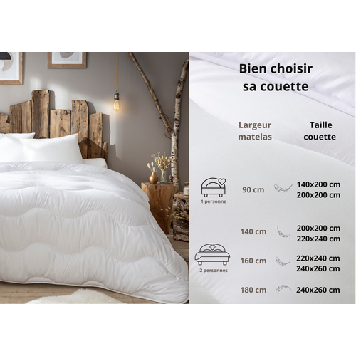Couette tempérée 220 x 240 cm coton blanc