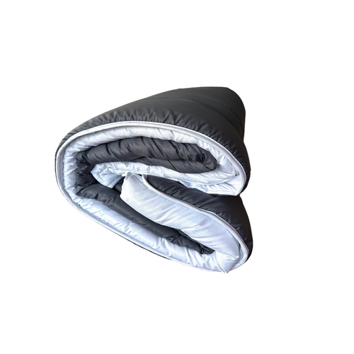 Couette Tempérée 240 x 260 cm Bicolore Blanc à Rayures Et Gris