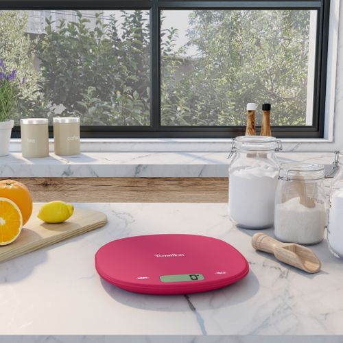 Balance De Cuisine Électronique - Macaron One Cherry - Capacité 3 Kg - Graduation 1 G - Conversion L
