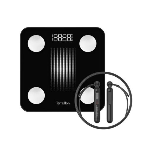 Pèse-personne Impédancemètre Et Corde à Sauter Connectés 180kg/100g Noir - Gymfitconnect