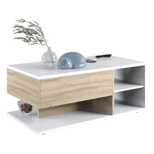 Table basse INSTA blanc brillant/ décor chêne