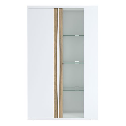 Vitrine INSTA blanc brillant/ décor chêne