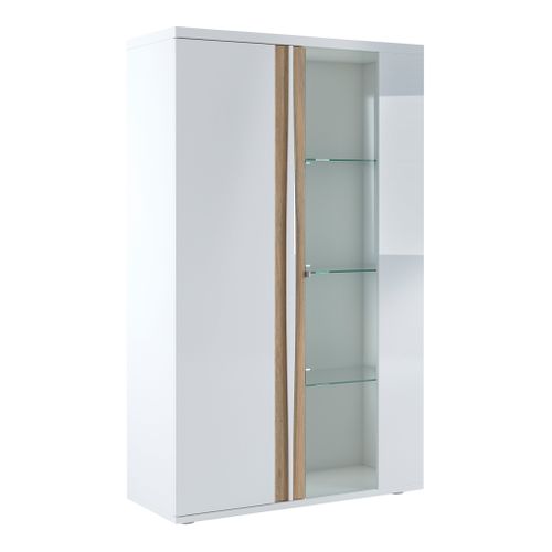 Vitrine INSTA blanc brillant/ décor chêne