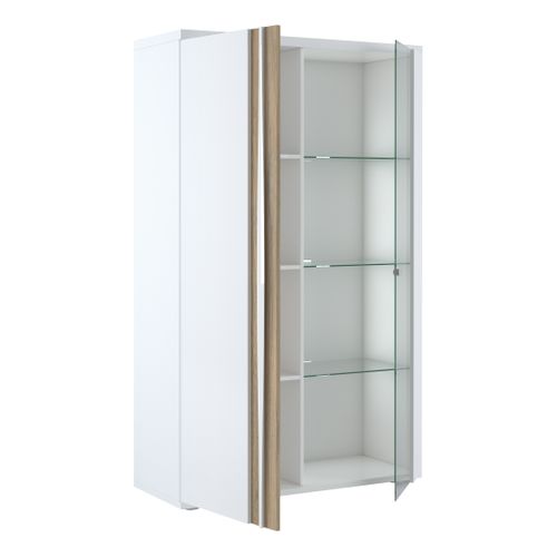 Vitrine INSTA blanc brillant/ décor chêne