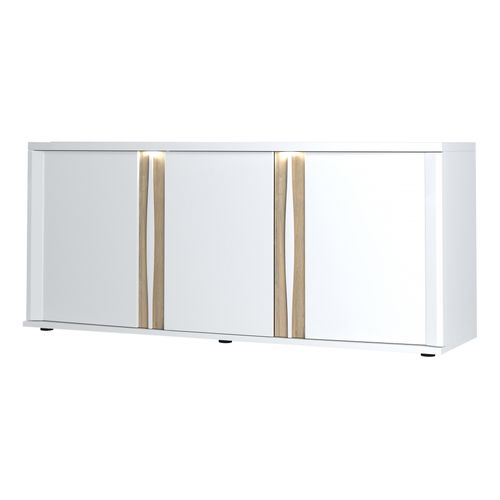 Buffet 3 portes INSTA blanc brillant/ décor chêne