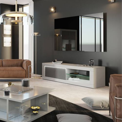 Meuble TV 1 porte coulissante JANE Gris