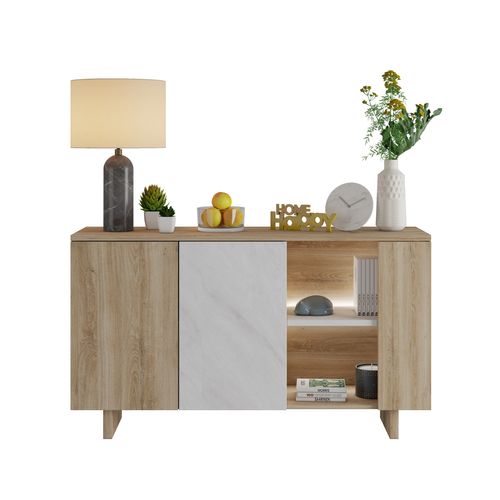 Buffet 2 portes + niche DAVIS Imitation chêne