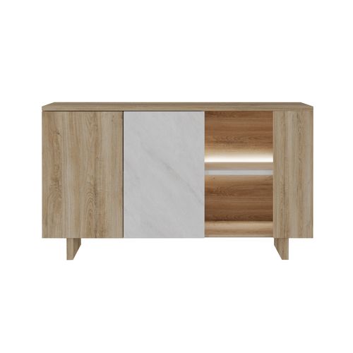 Buffet 2 portes + niche DAVIS Imitation chêne