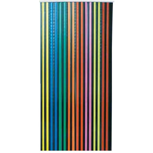 Rideau De Porte En Polyéthylène Lanières Multicolore Fond Noir