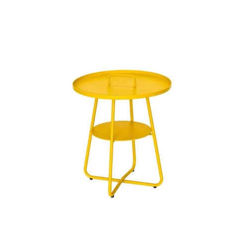 Table Basse Ronde En Aluminium Jaune Thasos Ø 50 Cm