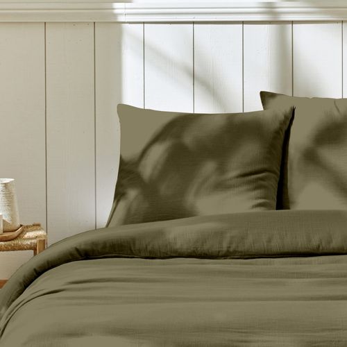 Parure De Lit 220x240 Cm Gaze De Coton Kaki