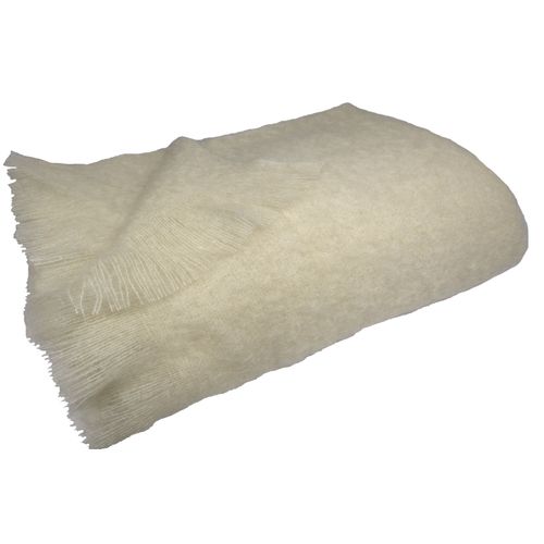Couverture En 100 % Pure Mohair 320g/m2 - 240x220 Cm - Ecru