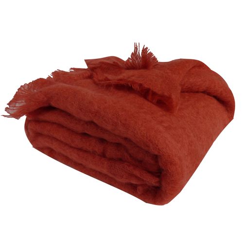 Couverture En 100 % Pure Mohair 320g/m2 - 240x260 Cm - Rouge