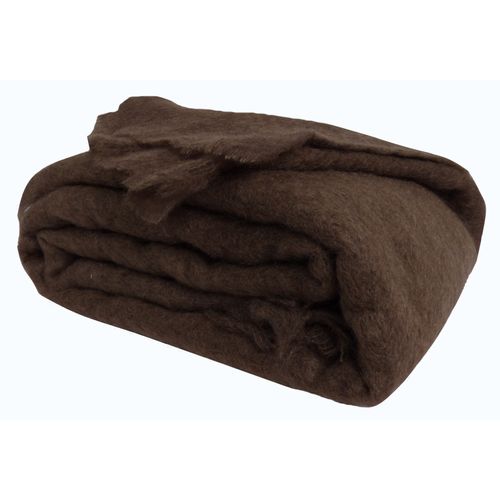 Couverture En 100 % Pure Mohair 320g/m2 - 240x220 Cm - Marron Chocolat
